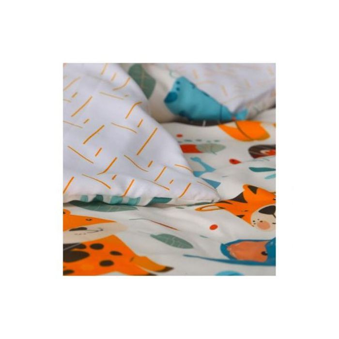 Housse de Couette Bébé Premium Double Face Jungle Joyeuse (Housse -115x130cm- + 1 Taies d’Oreiller -30x50 cm-) // Collection Berçeaux de Rêves ! thumbnail 4
