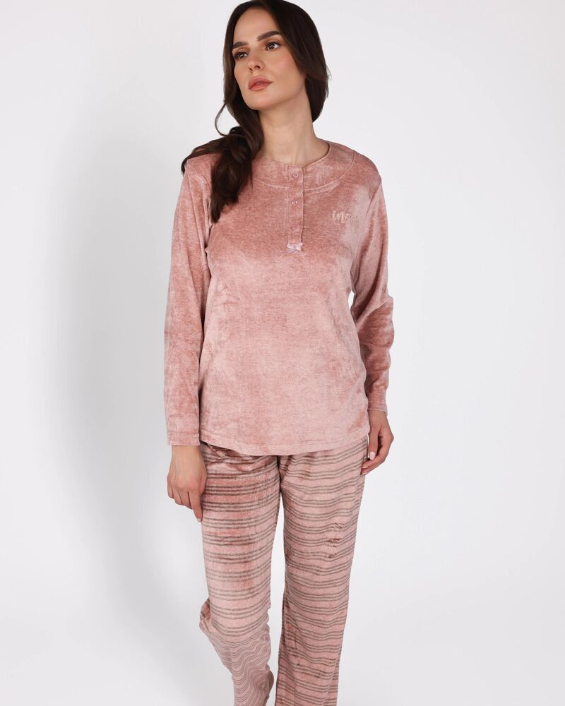 Pyjama rose à col boutonné | Collection La Douceur d’Hiver thumbnail 3