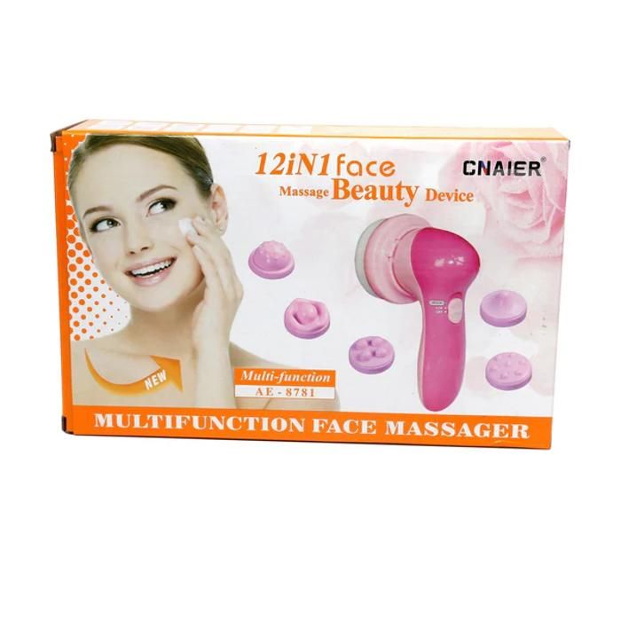Cnaier Masseur 12 en 1 Appareil de Beauté pour Massage du Visage Fonctionne avec Piles Aa