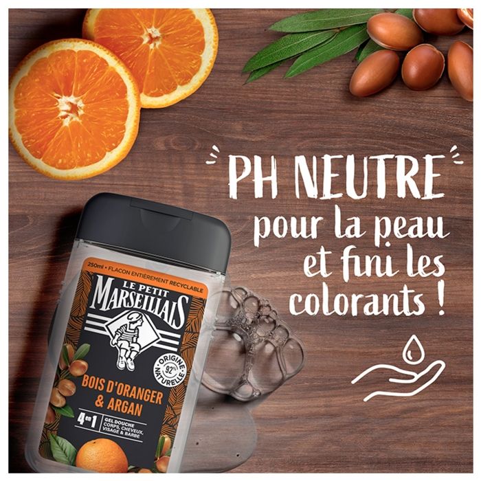 Gel Douche - le Petit Marseillais - Bois Doranger et Argan - 250 Ml - Ph Neutre - Hydratant