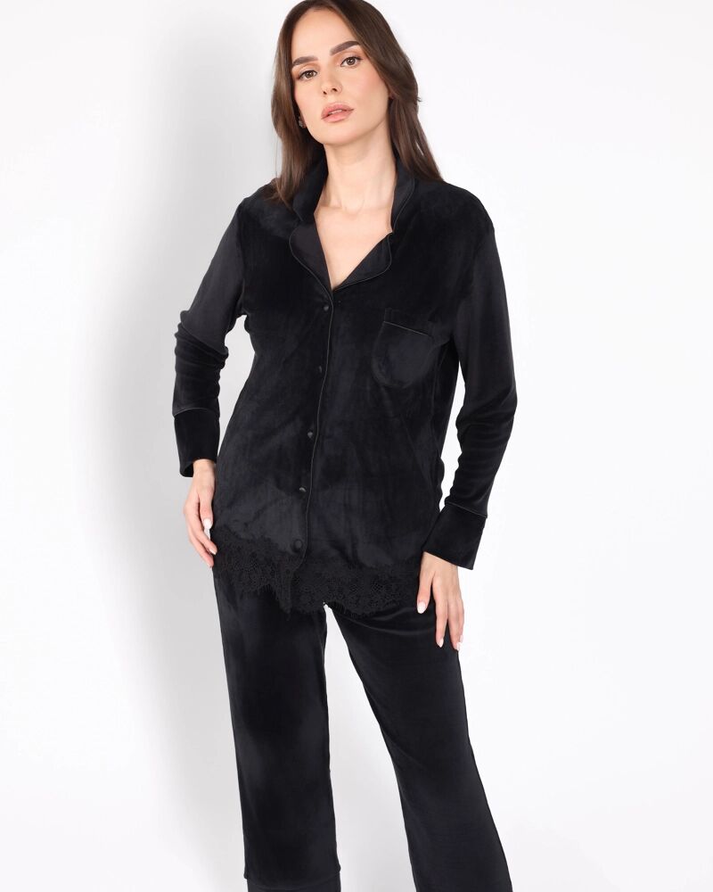 Ensemble Pyjama en Velours Dentelle | Collection Permanent Velour