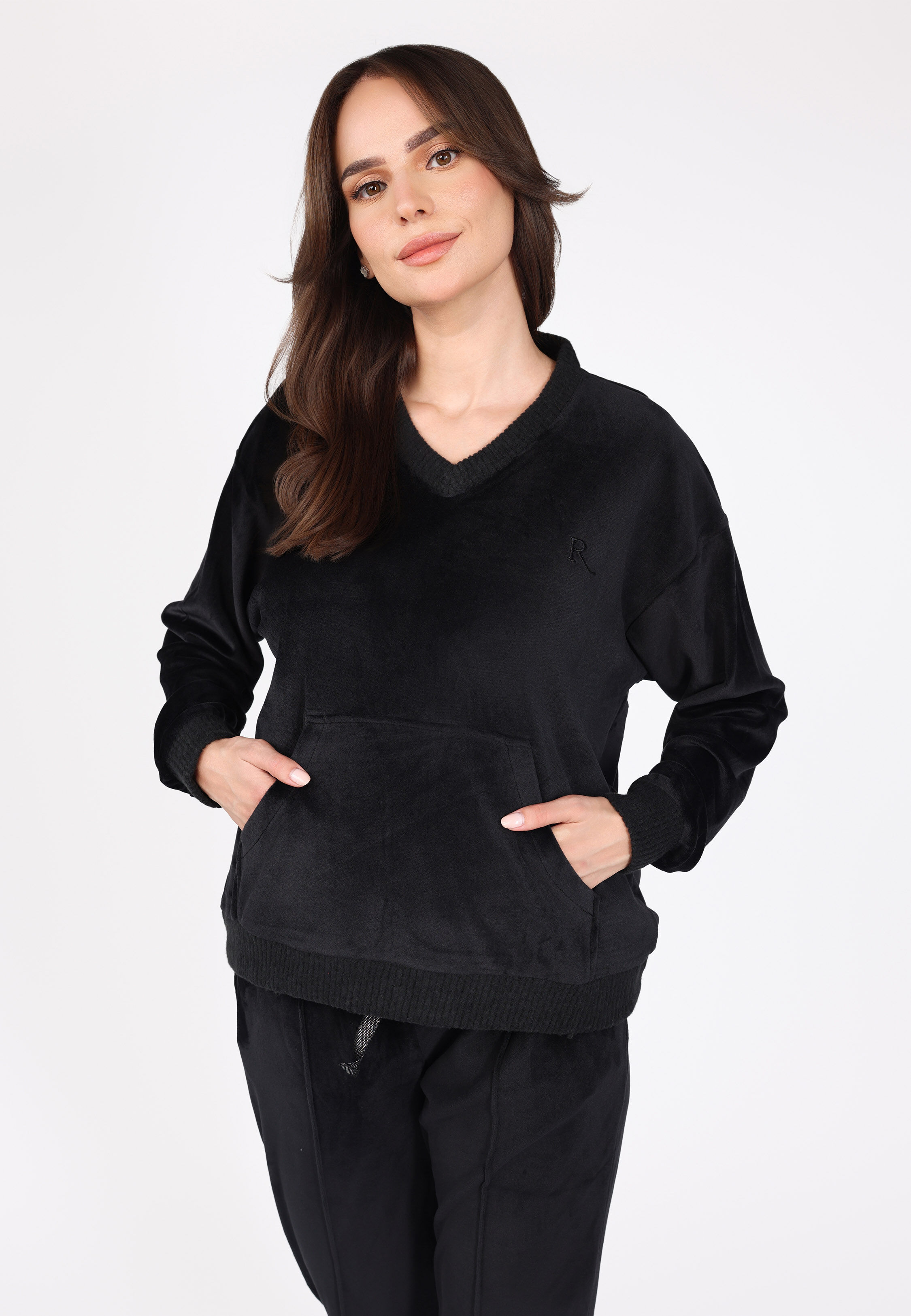 Ensemble Pyjama Col V à Poche | Collection Velvet MLC