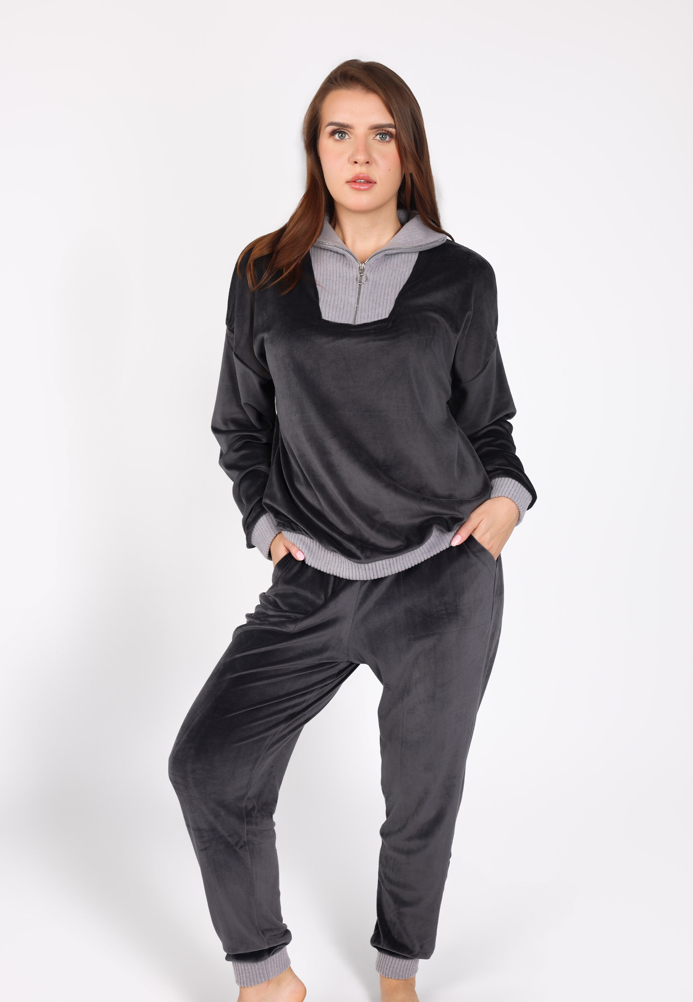 Pyjama Col Montant Zippé | Collection Velvet MLC