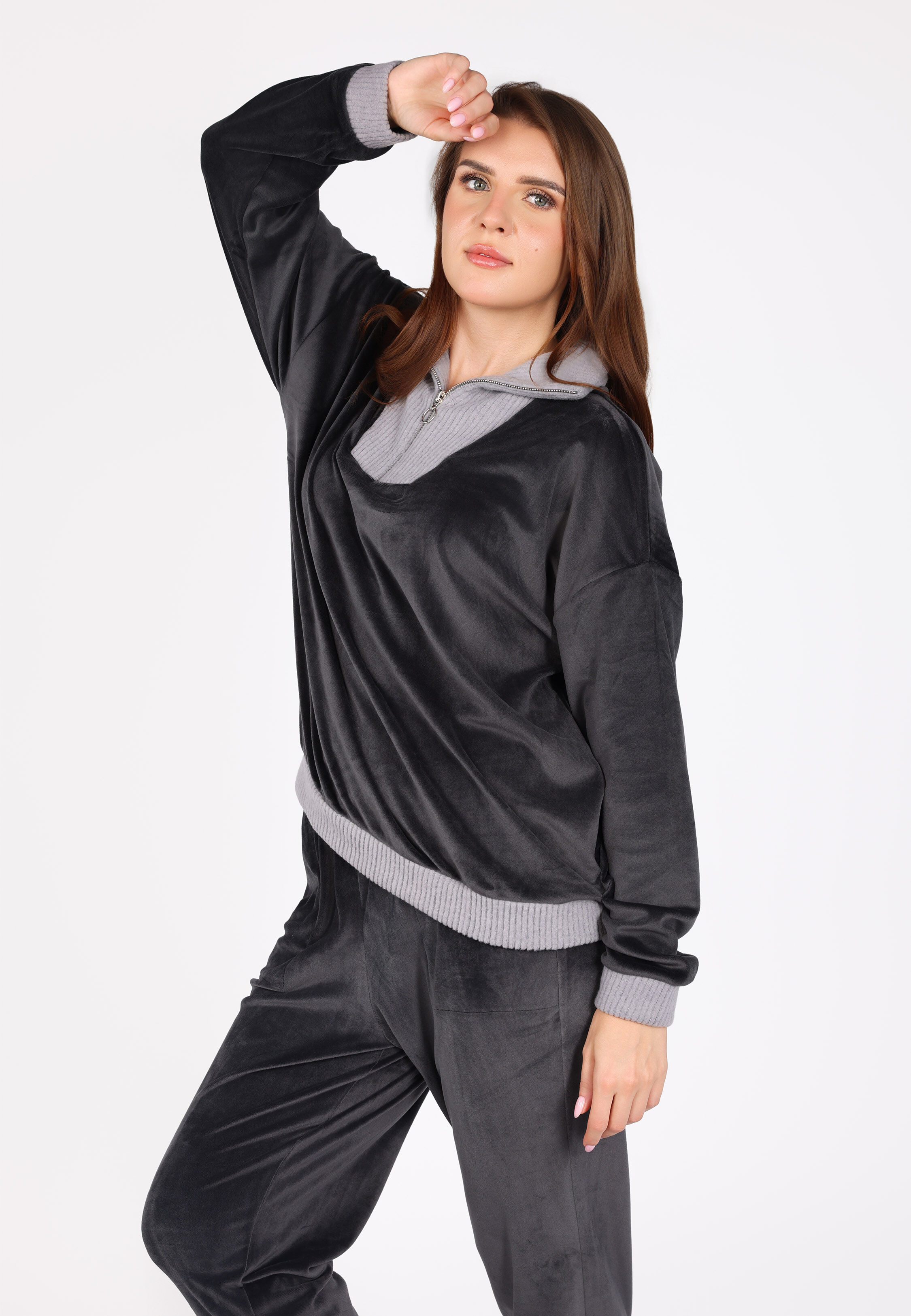 Pyjama Col Montant Zippé | Collection Velvet MLC