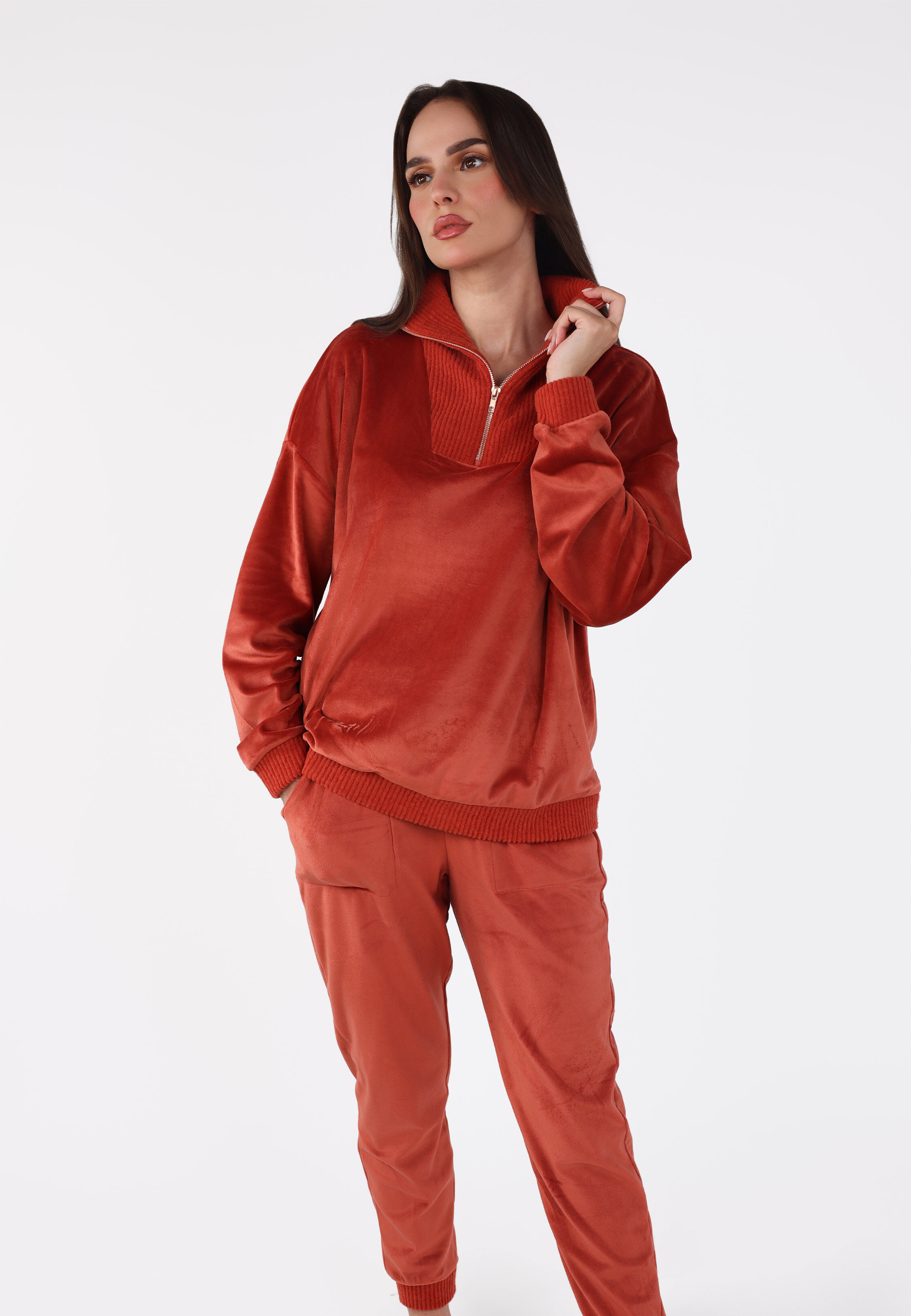 Pyjama Col Montant Zippé | Collection Velvet MLC