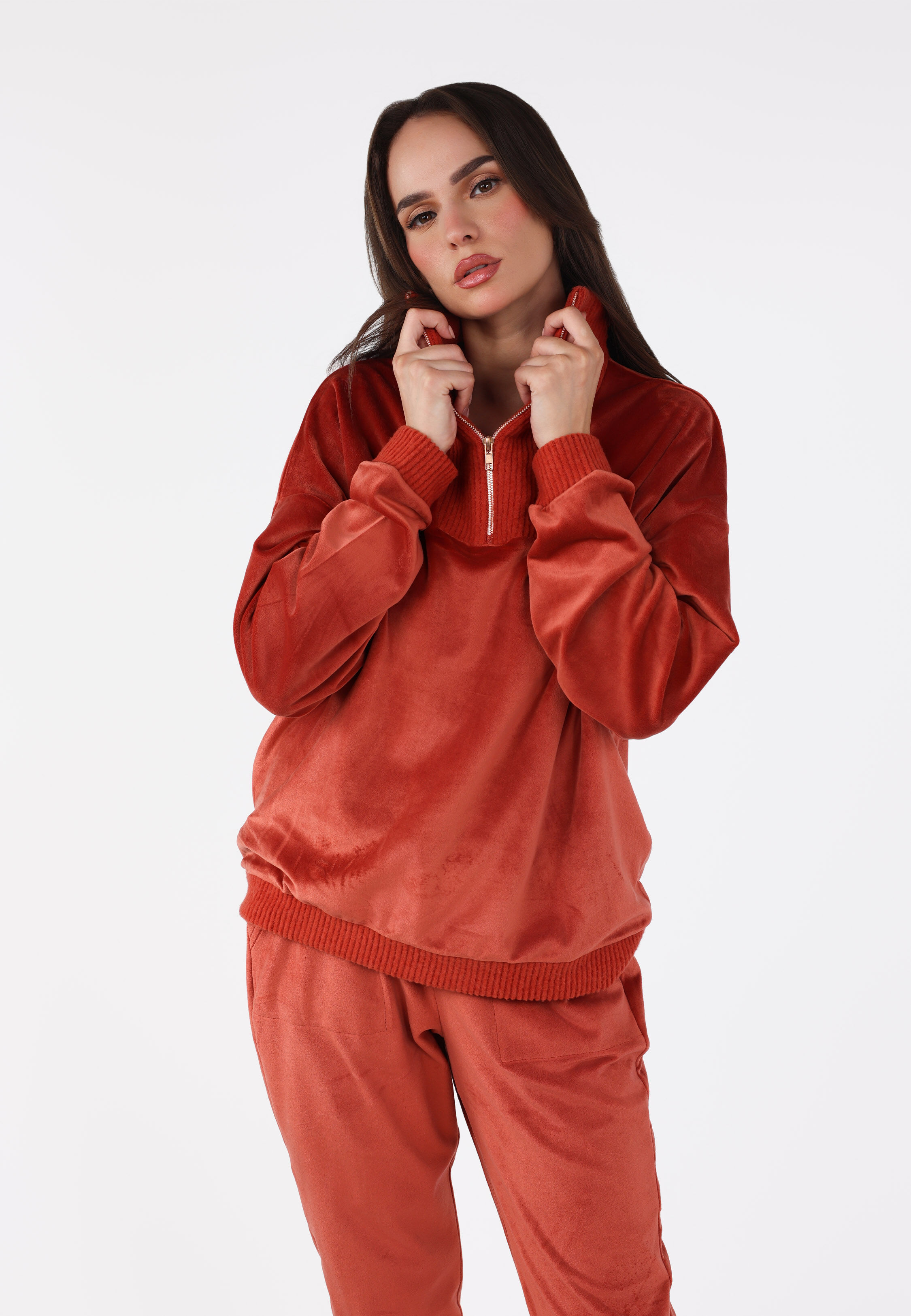 Pyjama Col Montant Zippé | Collection Velvet MLC