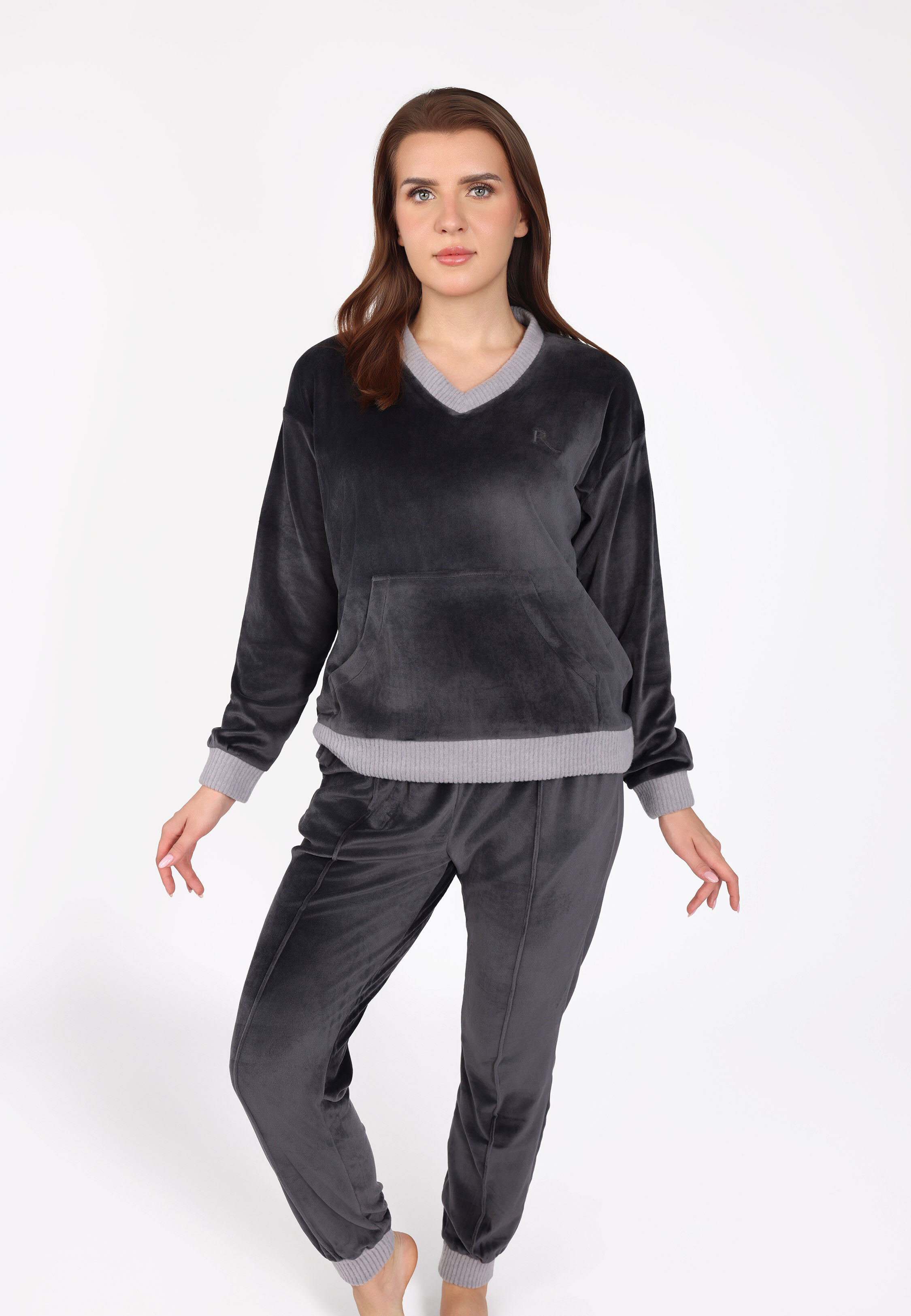 Ensemble Pyjama Col V à Poche | Collection Velvet MLC thumbnail 1