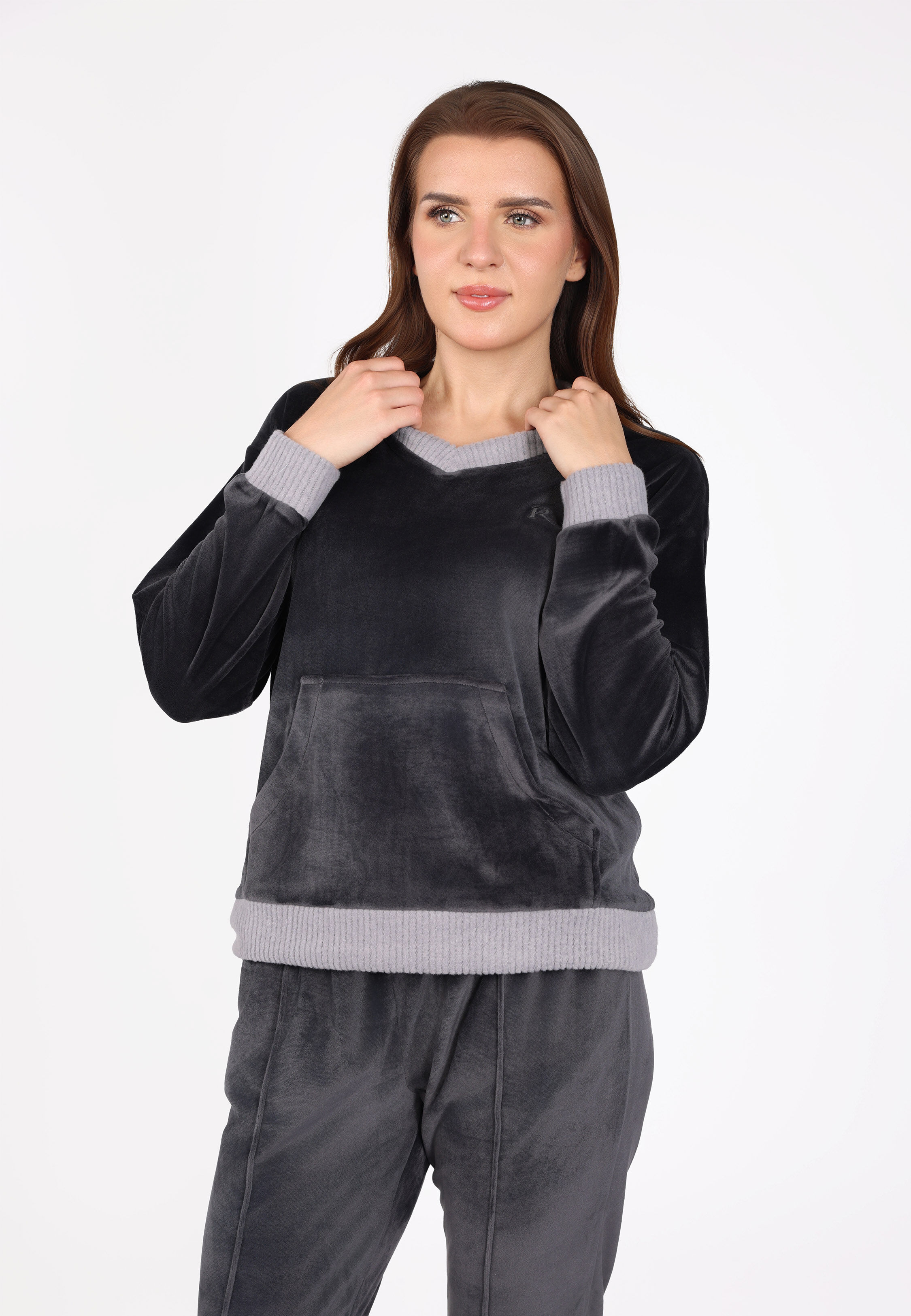 Ensemble Pyjama Col V à Poche | Collection Velvet MLC thumbnail 2