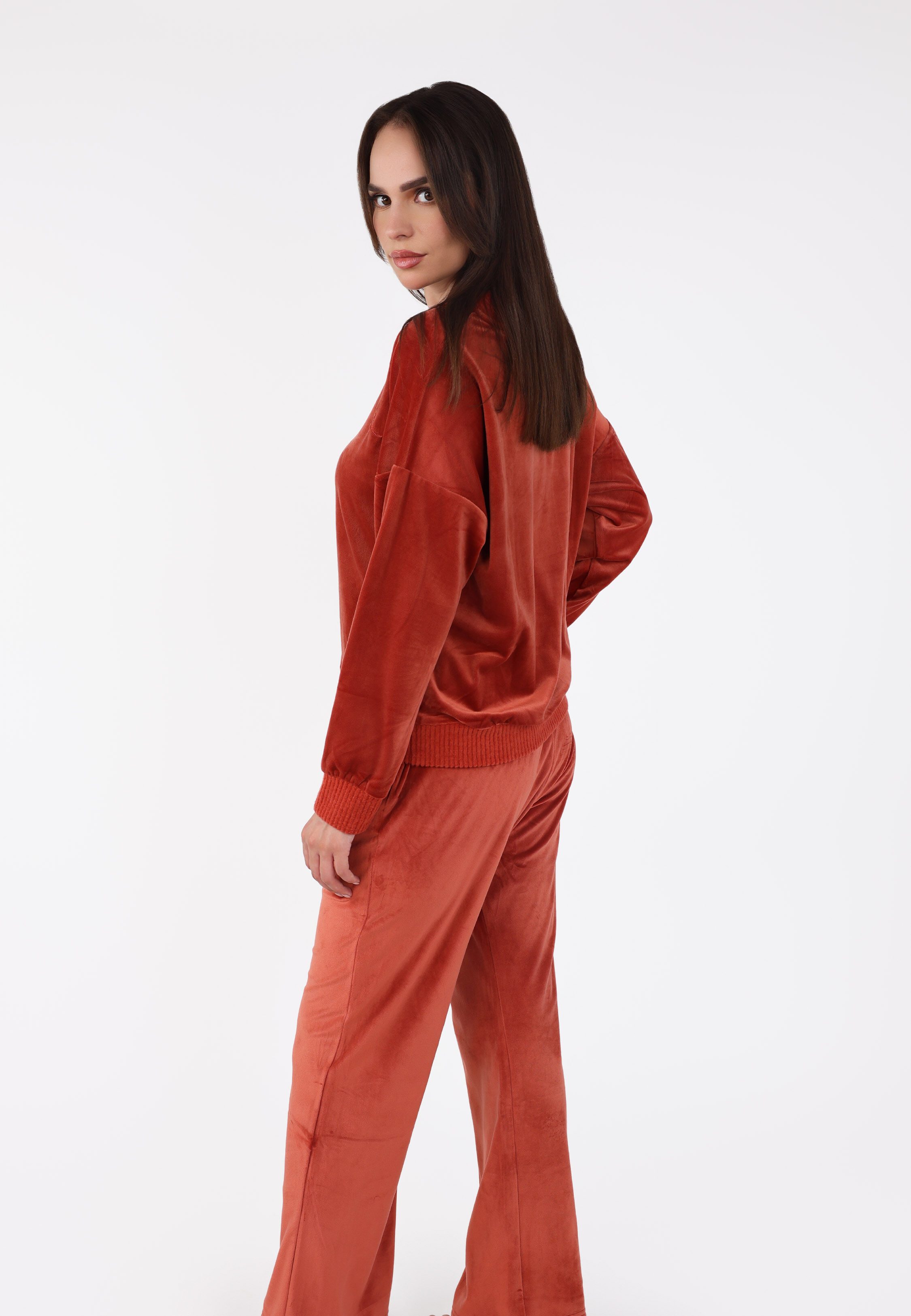 Pyjama Col V à Pantalon Evasé | Collection Velvet MLC thumbnail 3