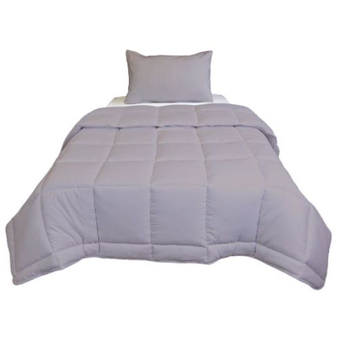 Couette Unie Gris Clair Microgel MALABATA + 160x220cm - 1TO Offert // Chaude C°+++ & Antiallérgique thumbnail 1