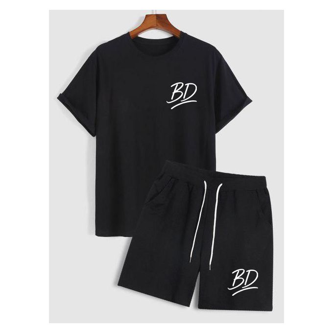 Ensemble T-shirt/short Noir Haute Qualité thumbnail 1