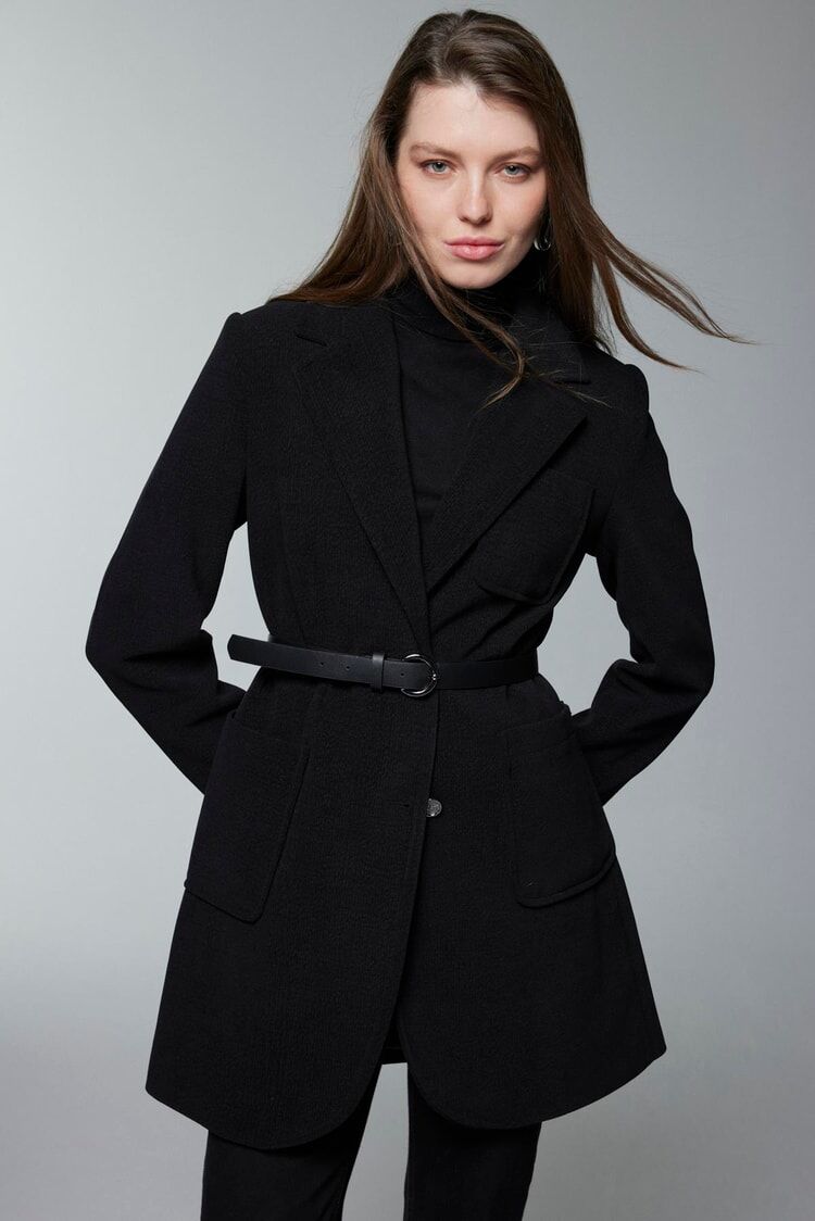 Veste À Double Boutonnage Ceinturée