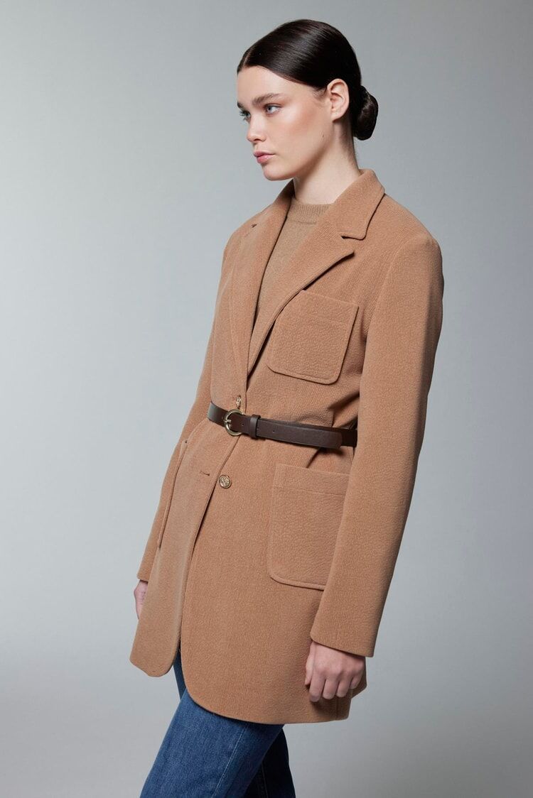 Veste À Double Boutonnage Ceinturée