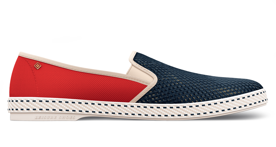 Chaussures couleur marine et rouge