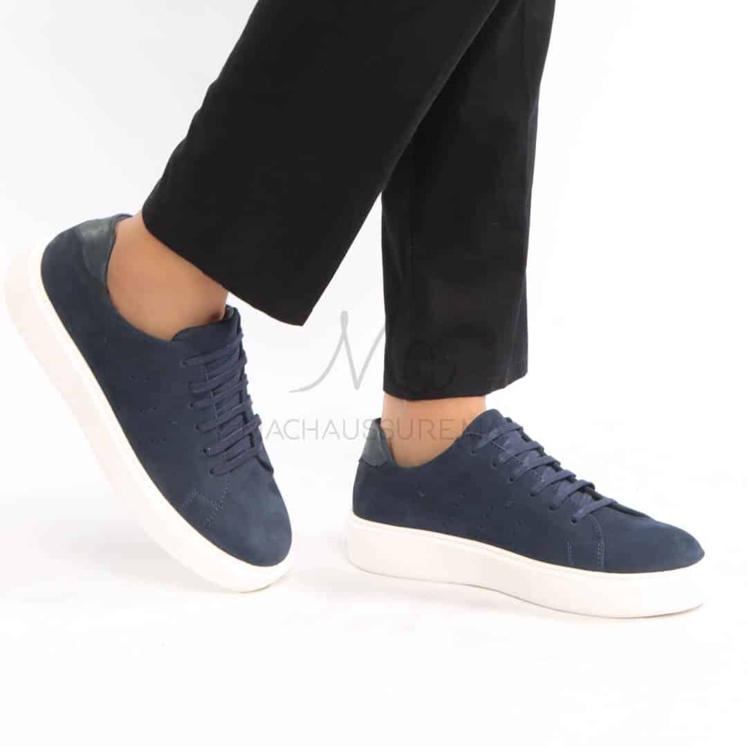 Renato - Baskets 100% Cuir En Bleu thumbnail 1