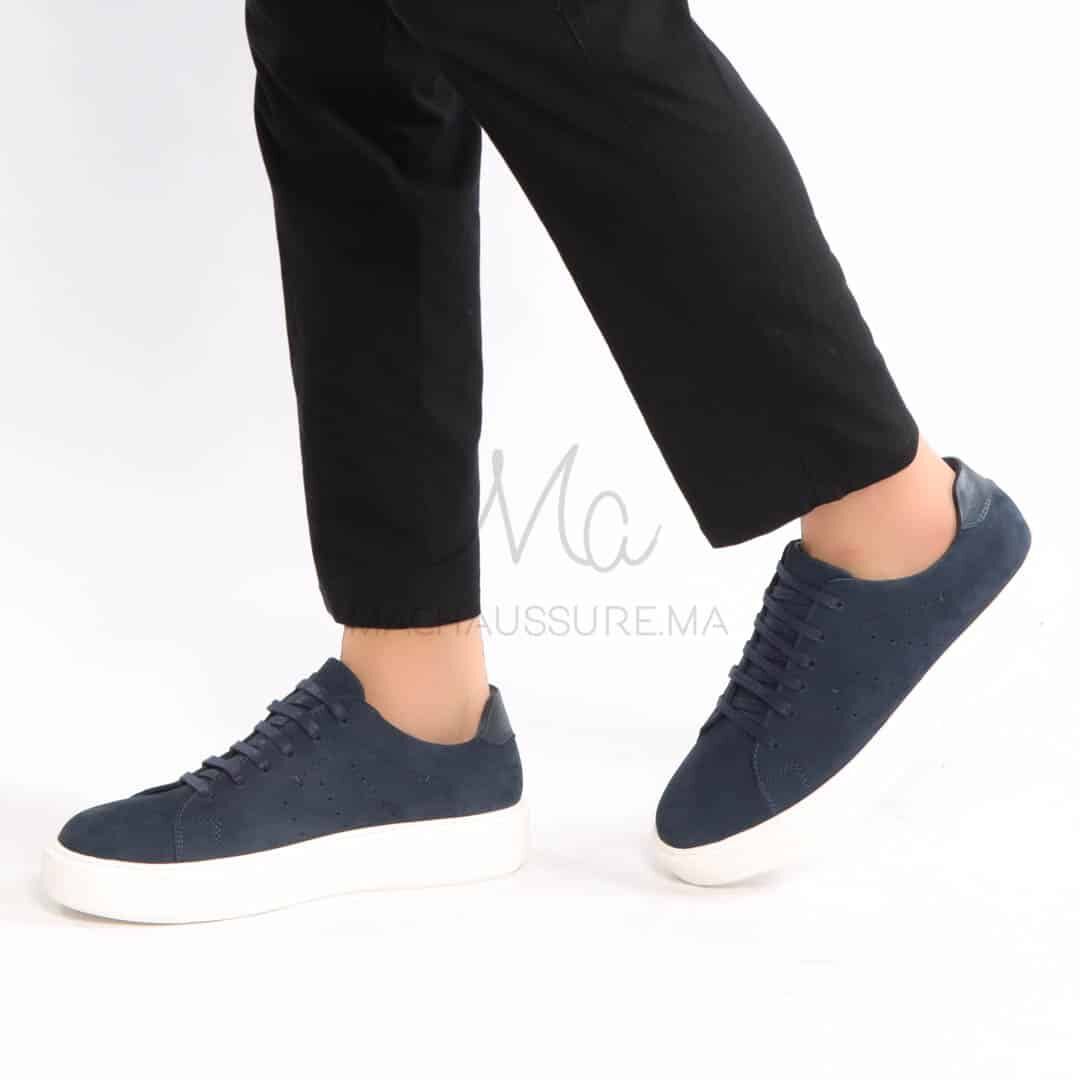 Renato - Baskets 100% Cuir En Bleu thumbnail 3