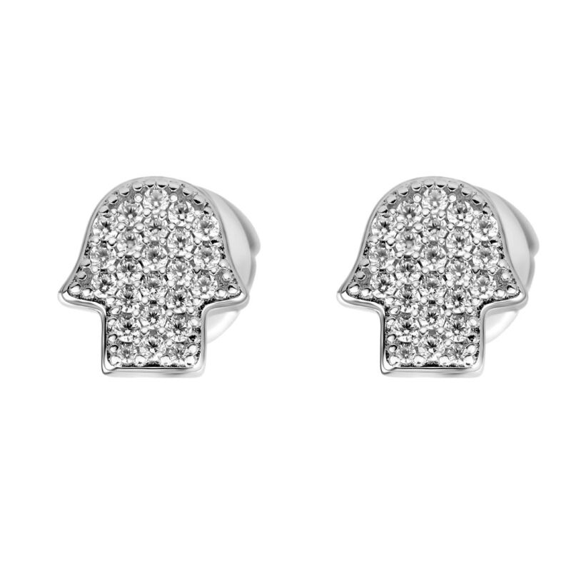 Puces doreilles Khmissa Excellence en Argent 925 serties de zirconiums blancs