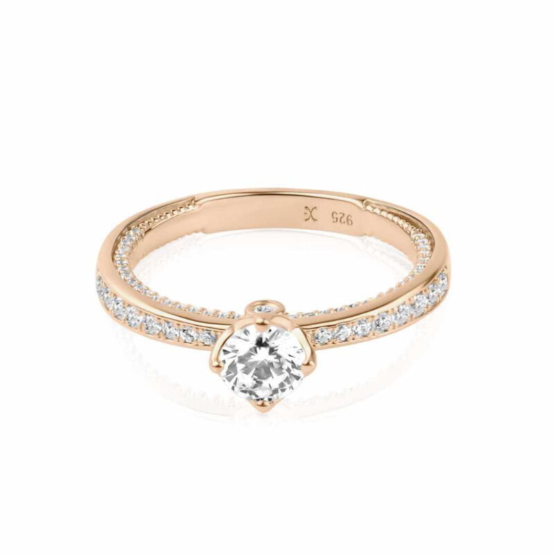 Bague Solitaire Argent 925 R.Gold