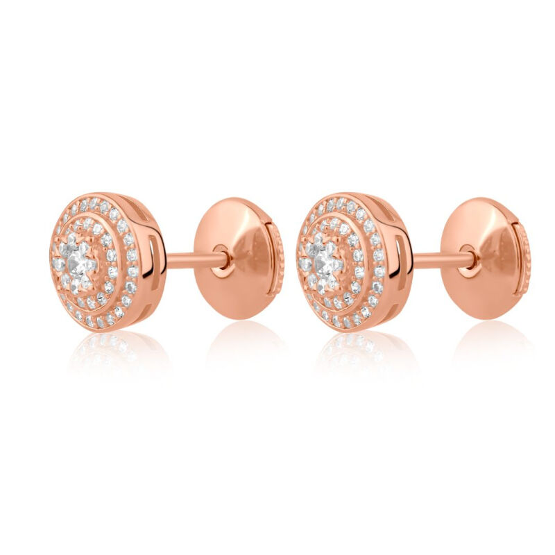 Puces d'oreilles Marguerite en Argent 925 R.Gold Serties de Zirconiums