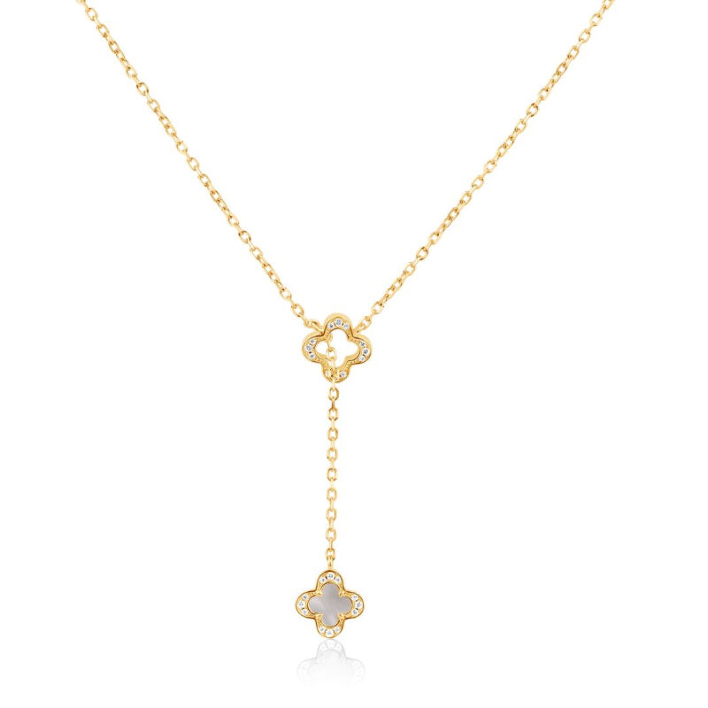 Collier trèfle en Plaqué Or 18K 3Mic & MOP