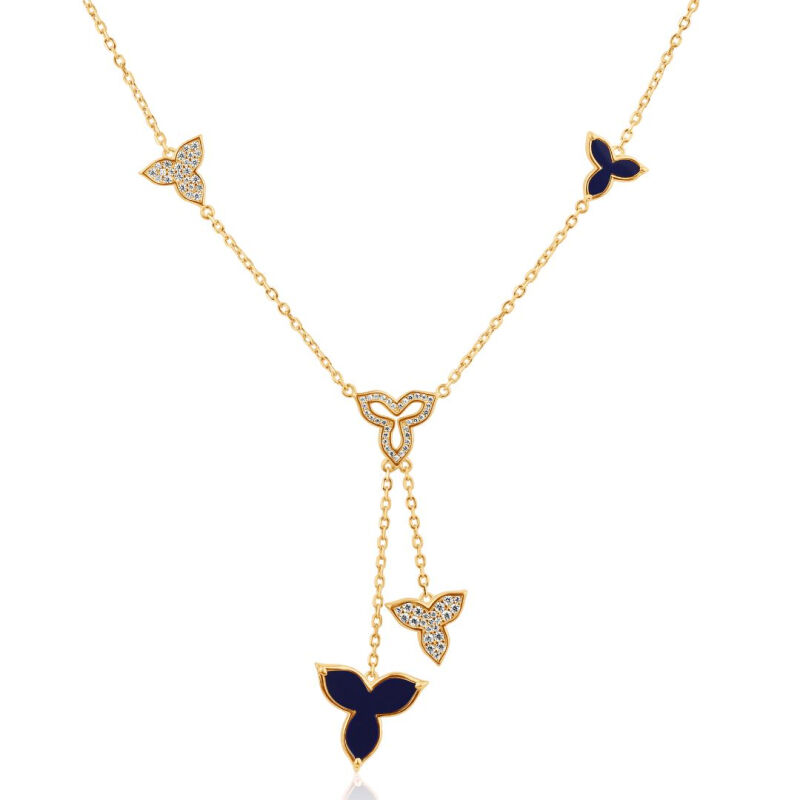Collier Flower en Plaqué Or 18K 3Mic & lapis lazuli