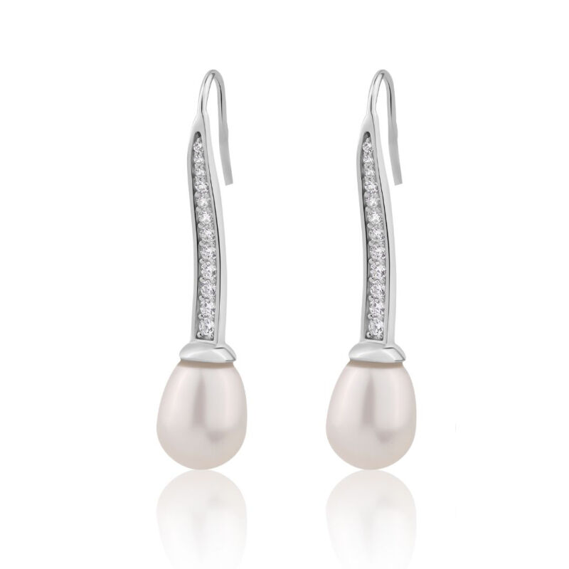 Boucles doreilles crochet en Argent 925 Rh & FWP