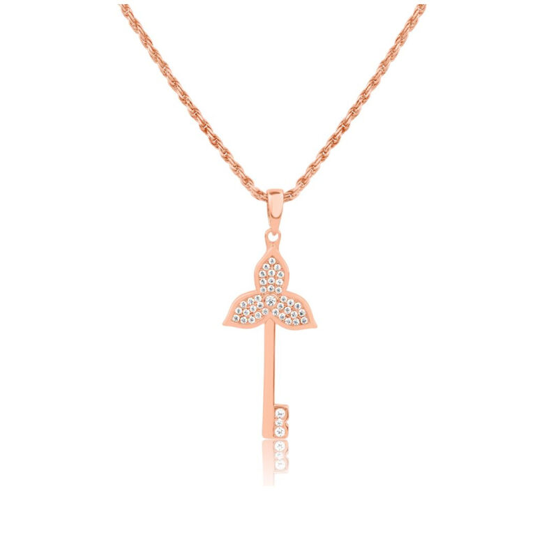 Pendentif key Flower Argent 925 R.Gold