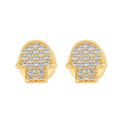 Puces d'oreilles Khmissa en Plaqué Or serti de zirconiums blancs