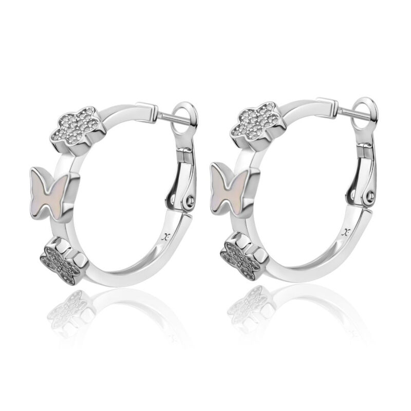 Créoles Garden Excellence en Argent 925 Rh & MOP