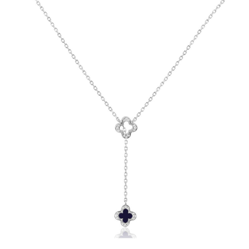 Collier Trèfle Excellence en Argent 925 Rh & Lapis lazuli