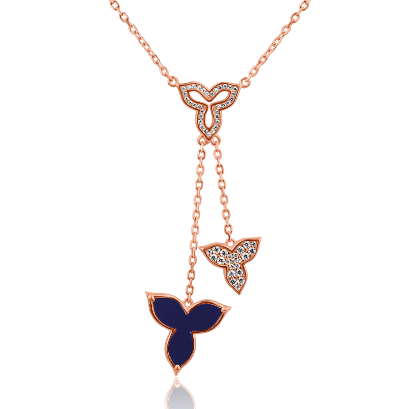 Collier Flower en Argent 925 R.Gold & Lapis Lazuli