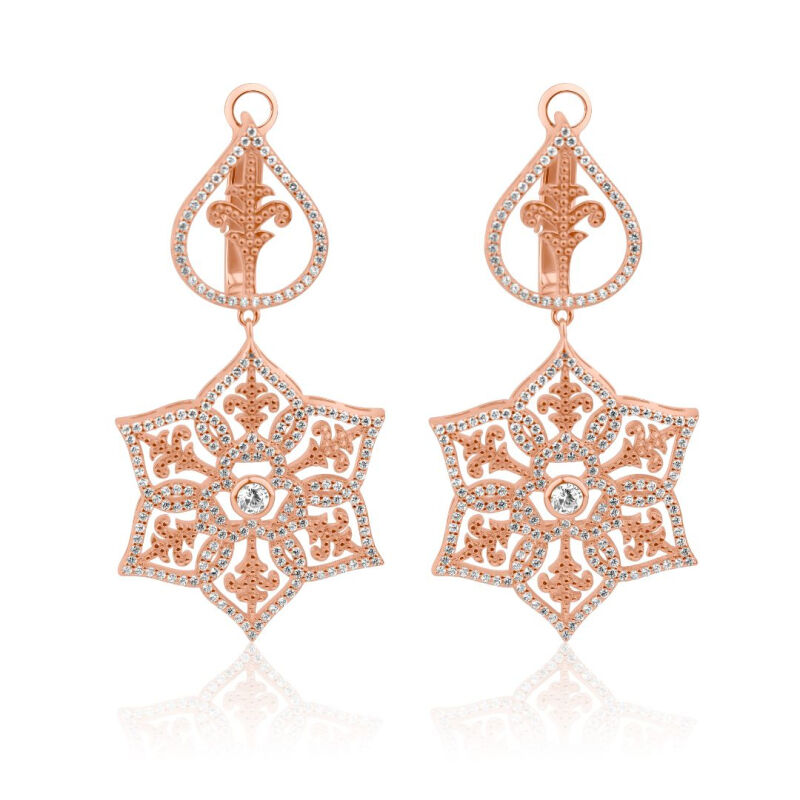 Boucles d'oreilles en Argent 925 R.Gold Serties de Zirconiums