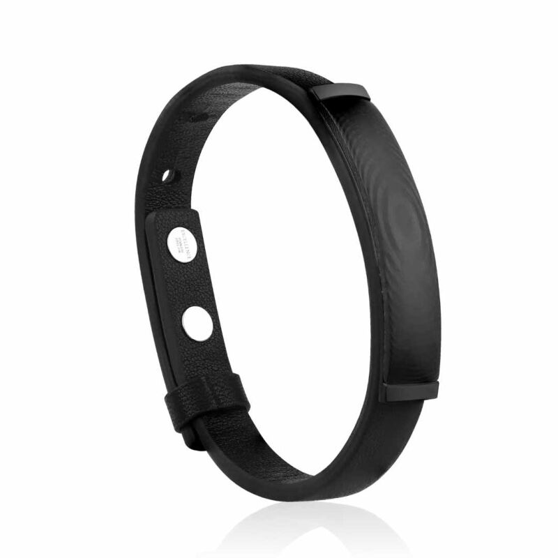 Bracelet Acier 316L, carbone & cuir