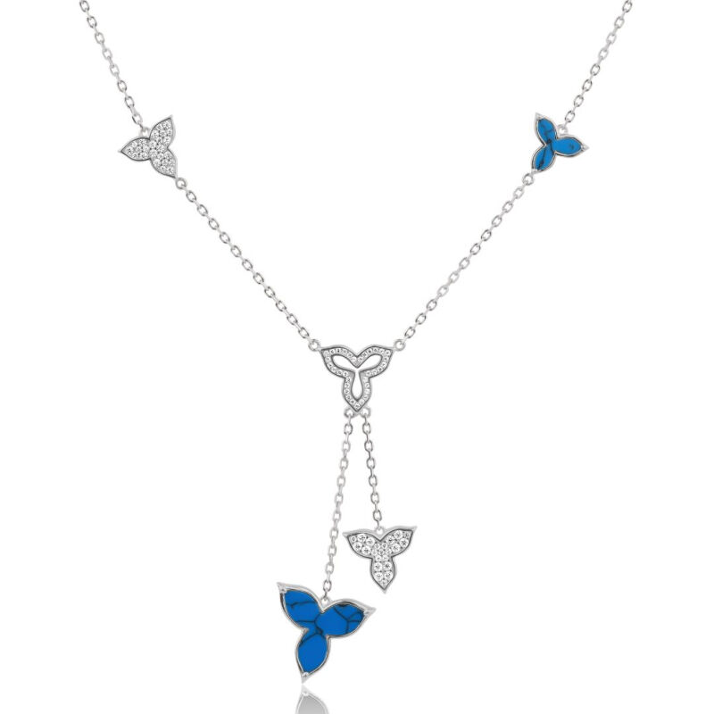 Collier Flower Excellence en Argent 925 Rh & turquoise