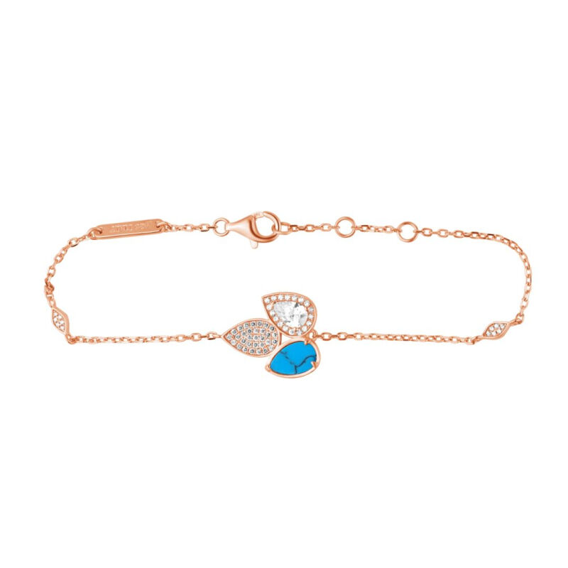 Gourmette Tulipe Argent 925 R.Gold & TRQ