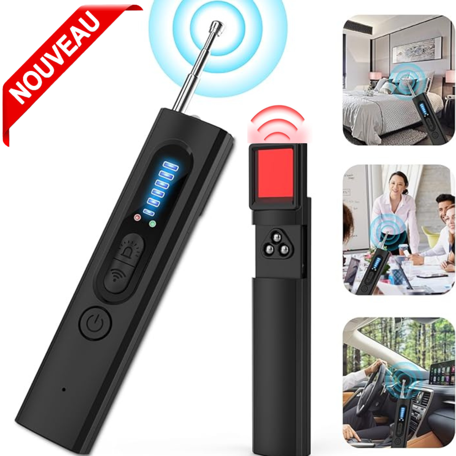 Détecteur Anti-Caméra et GPS RF pour Voiture, Hôtel et Véhicule – Scanner Micro et Lentilles