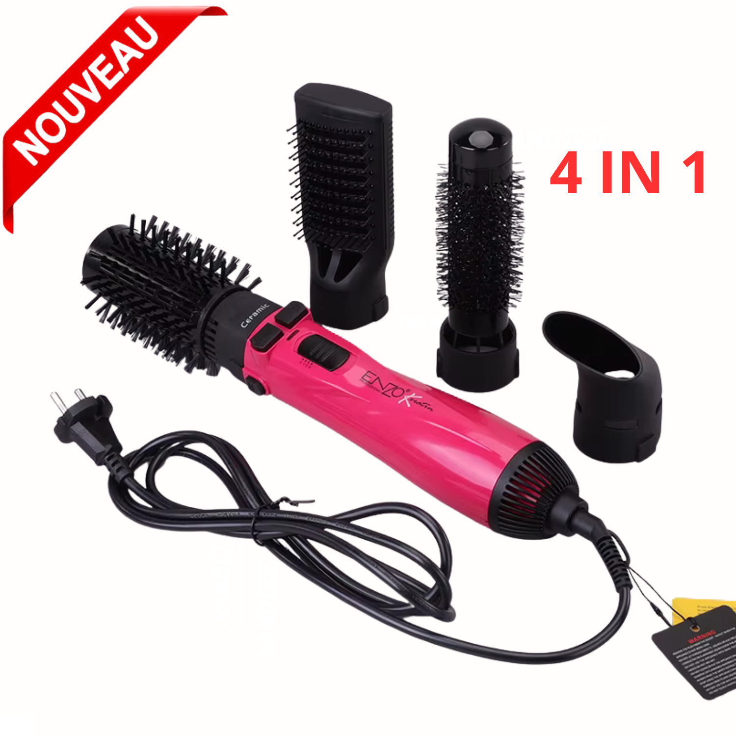 Brosse Chauffante 4 en 1 Pro 1500W Ionique EN-746B – Sèche-Cheveux et Lissage