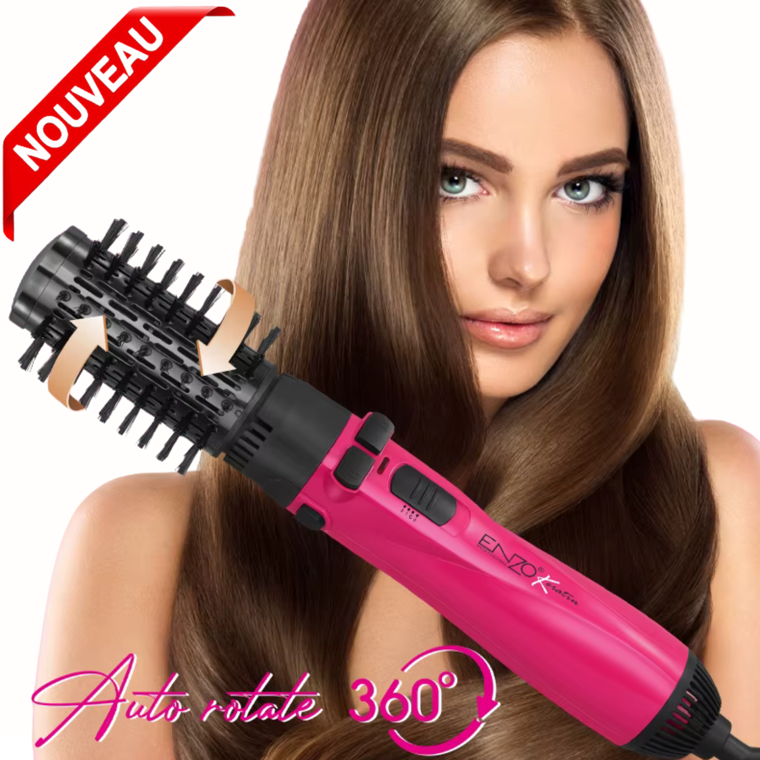 Brosse Chauffante 4 en 1 Pro 1500W Ionique EN-746B – Sèche-Cheveux et Lissage thumbnail 4