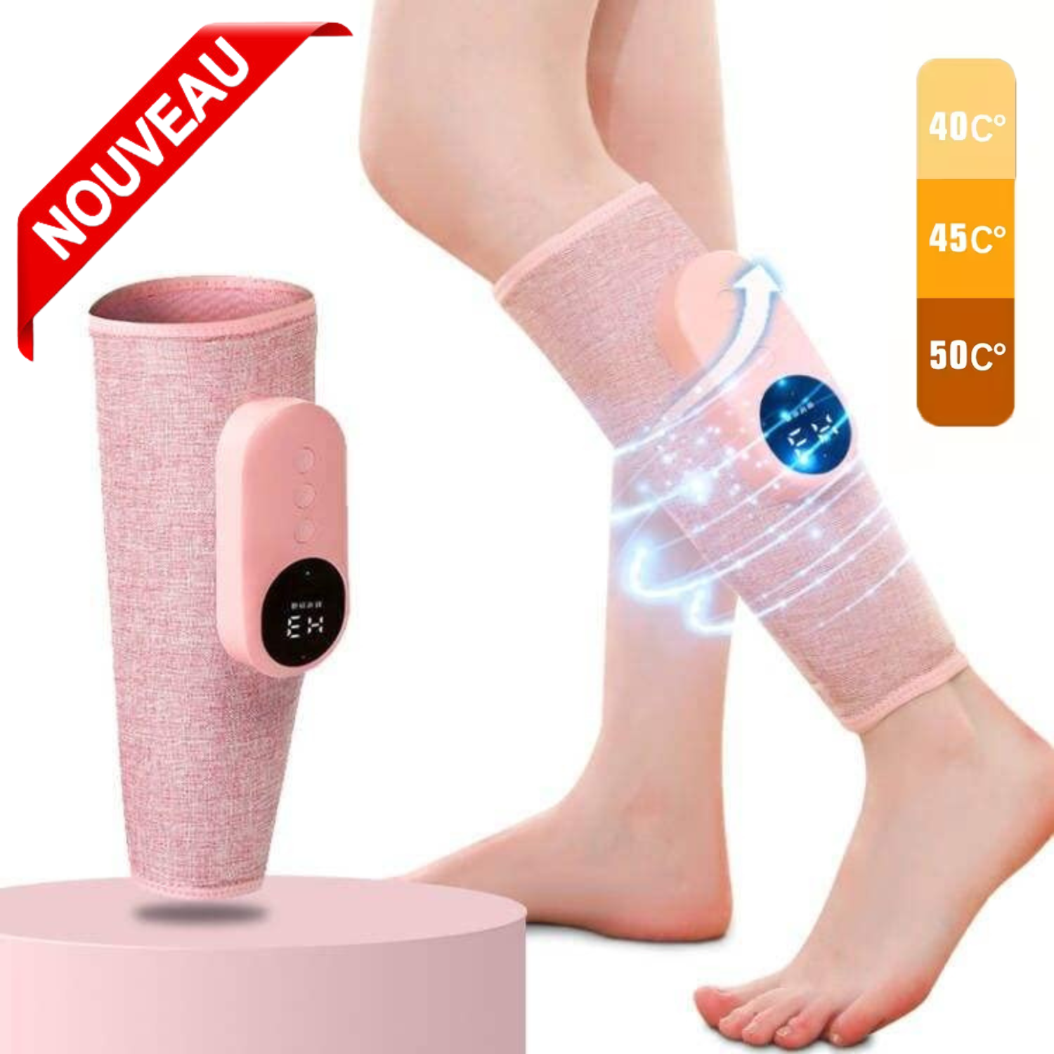 Masseur de Jambes à Pression d’Air avec Chaleur et Batterie Rechargeable – Usage Domestique (Couleur Aléatoire) thumbnail 1