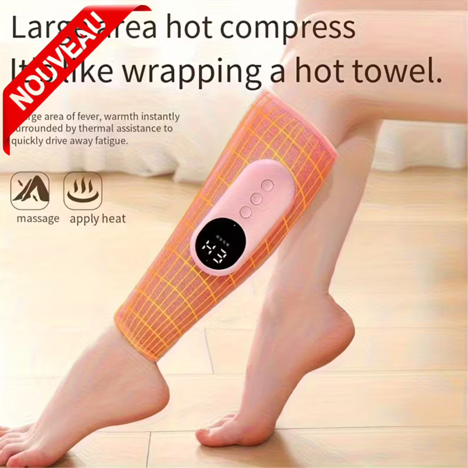 Masseur de Jambes à Pression d’Air avec Chaleur et Batterie Rechargeable – Usage Domestique (Couleur Aléatoire) thumbnail 3