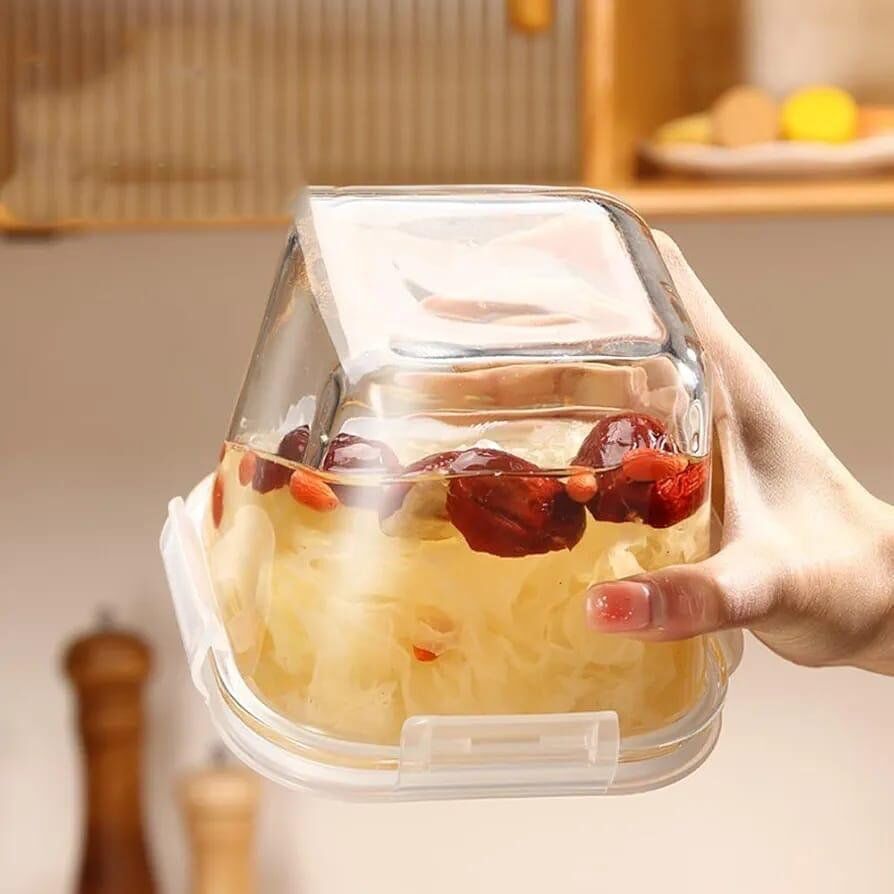 Set 4 Boîtes en Verre Hermétiques Verre Pyrex Résistant a la Chaleur -  Rond -1l  thumbnail 3