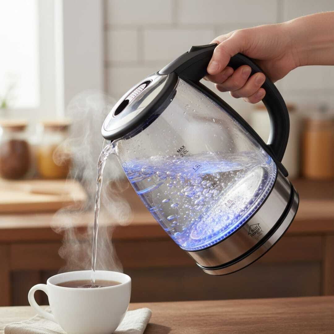 Bouilloire Électrique - 2L - 1500W - Verre Transparent résistant à la chaleur - Arrêt Automatique-bas inox thumbnail 3