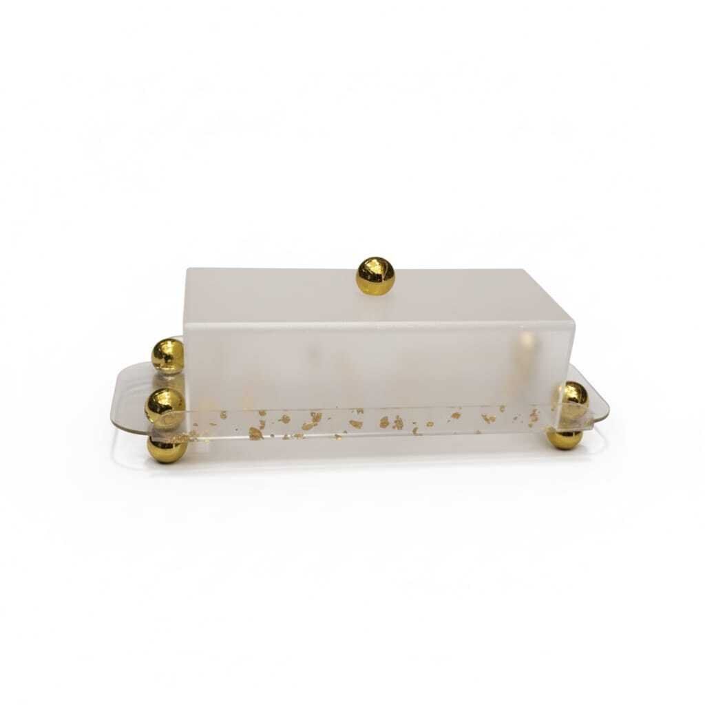 Cloche à gâteau en plexiglace - AYA HOME - GM 40/15cm - avec détail doré - Couvercle en plexiglas - Inoxydable thumbnail 1