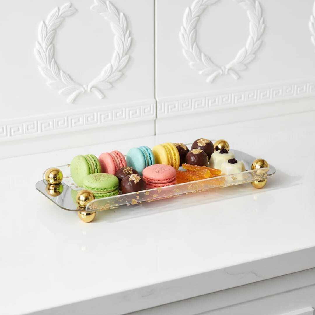 Cloche à gâteau en plexiglace - AYA HOME - GM 40/15cm - avec détail doré - Couvercle en plexiglas - Inoxydable thumbnail 3