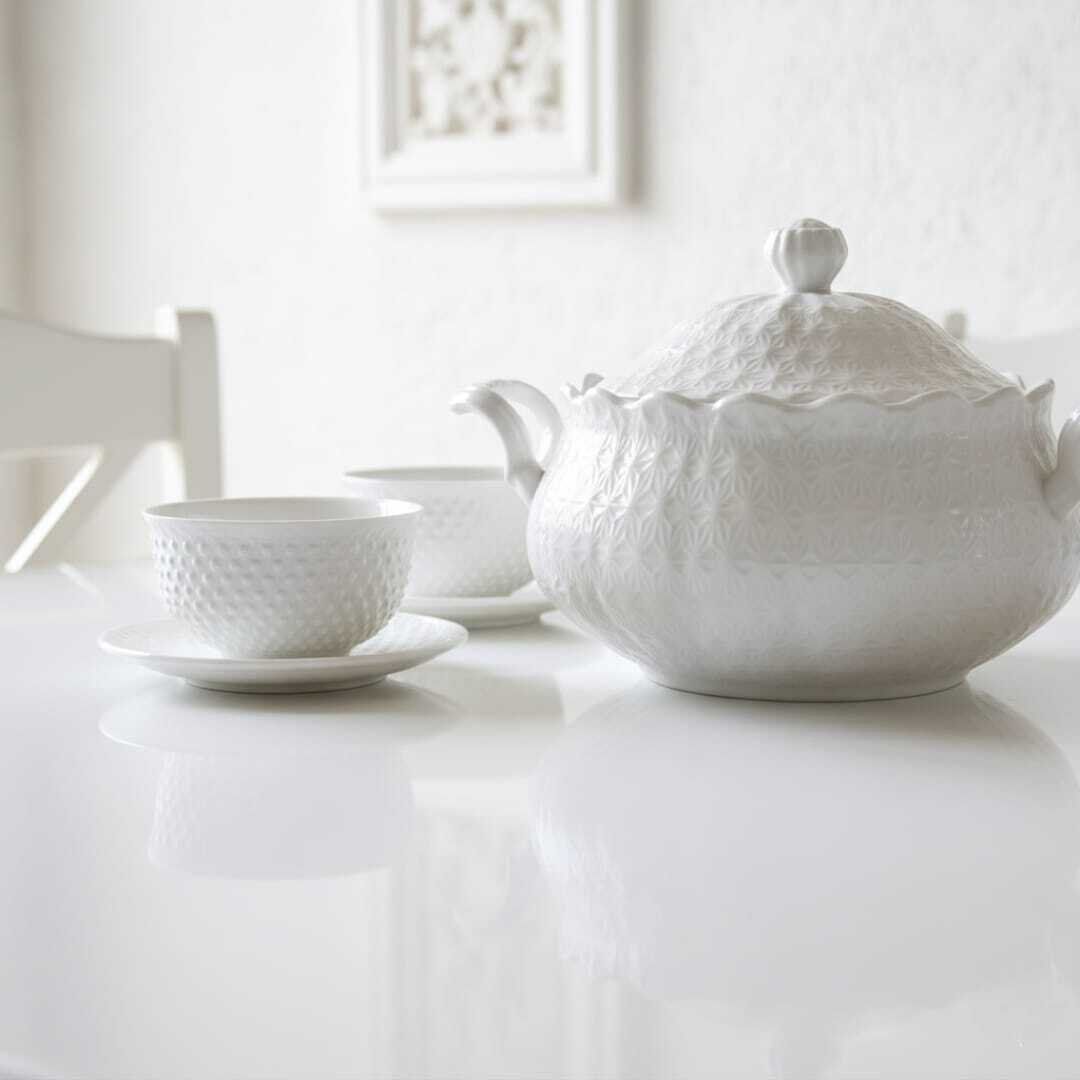 Ensemble 15 Pieces Soupière avec Couvercle et Louche et 6 Bols et 6 Assiettes en Porcelaine Blanche thumbnail 3