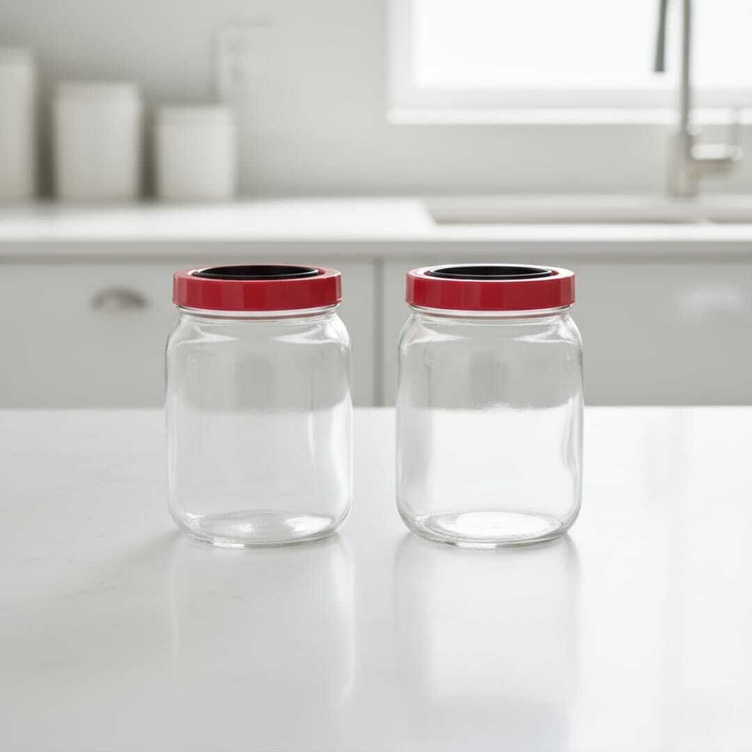 SET 2 Bocaux de Conservation en Verre 3L avec Couvercle Rouge – Stockage Alimentaire Hermétique thumbnail 3