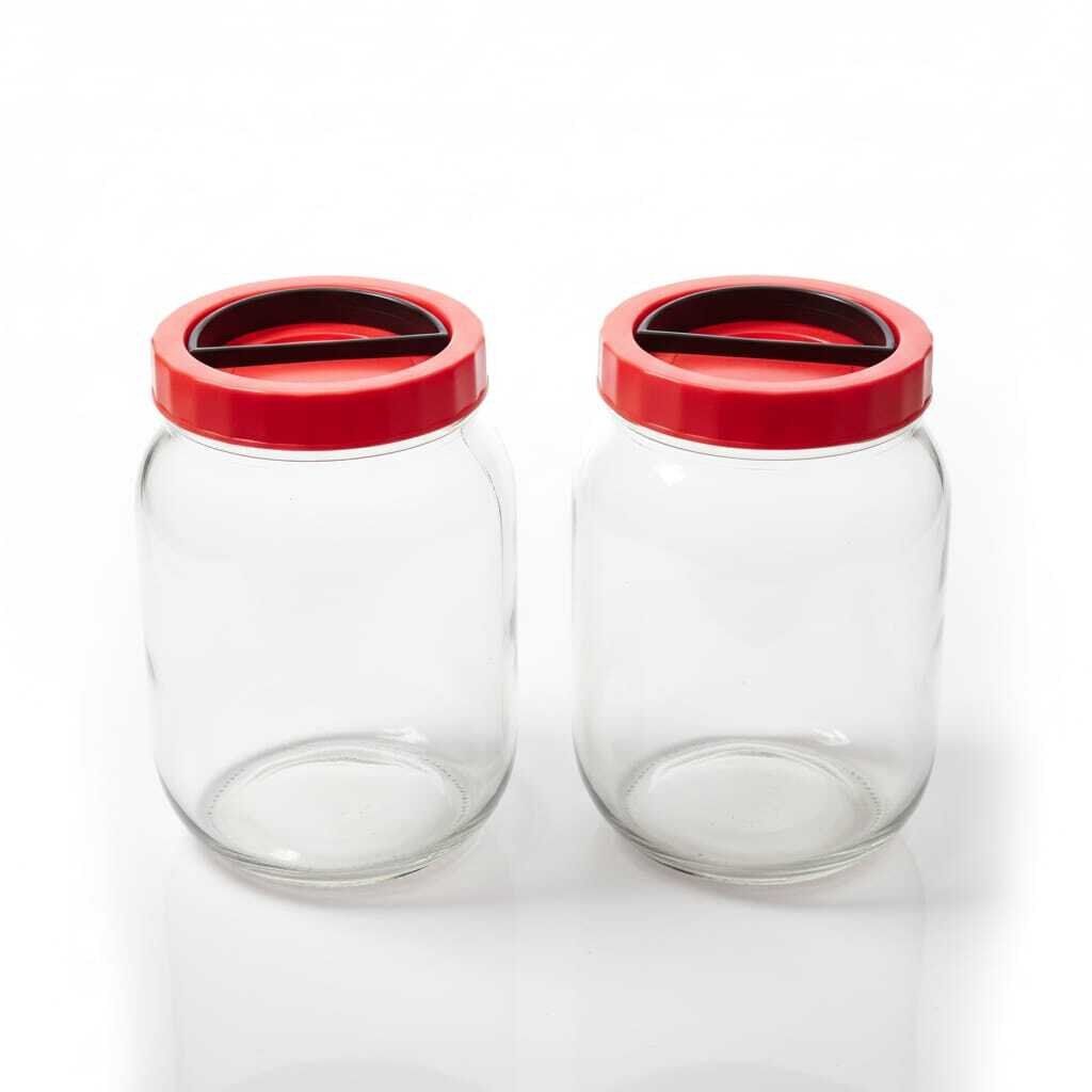 SET 2 Bocaux de Conservation en Verre 3L avec Couvercle Rouge – Stockage Alimentaire Hermétique thumbnail 4