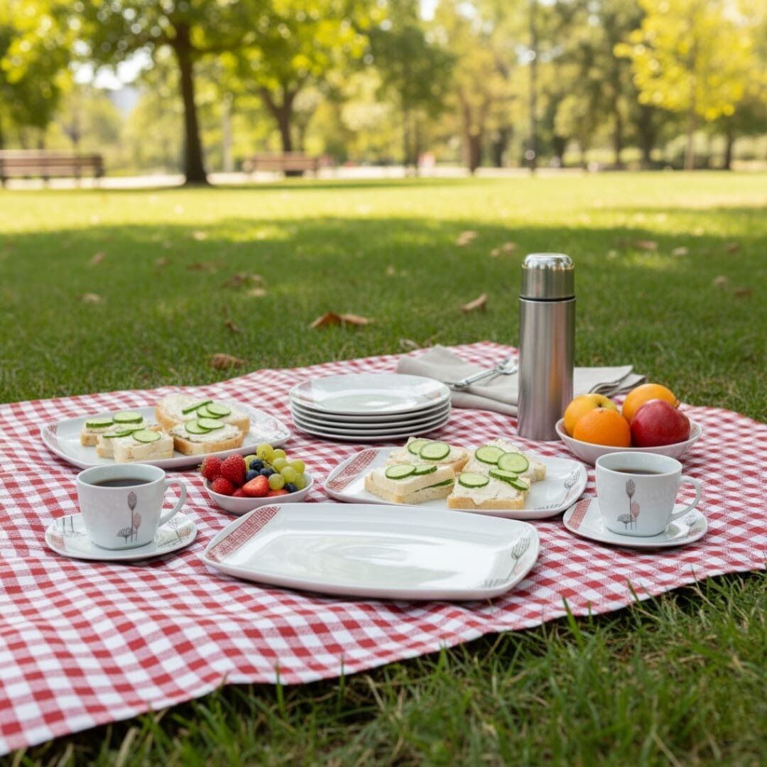 Service de table - 19 pièces - Porcelaine de qualité - Motifs colorés - Compatible lave-vaisselle thumbnail 4