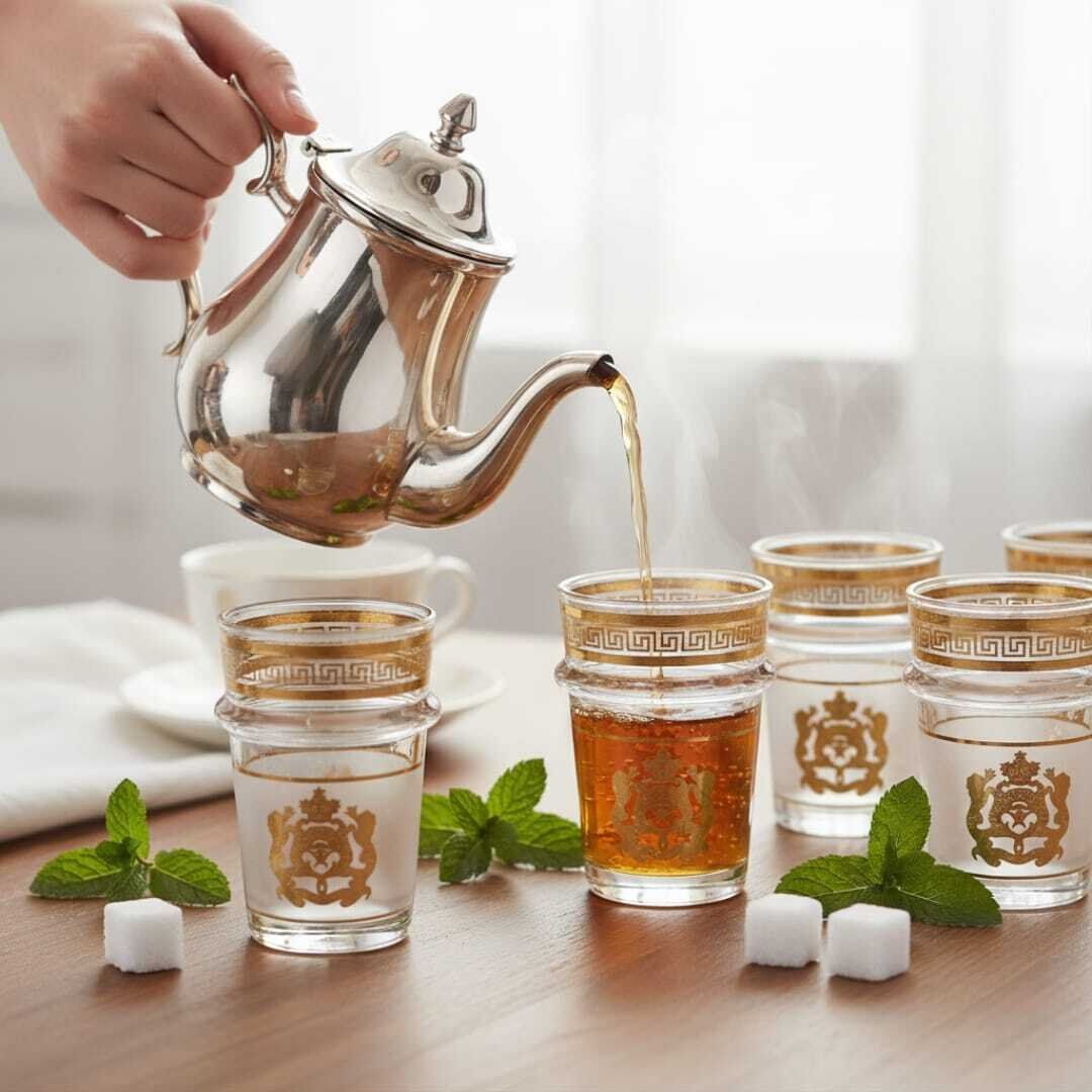 Set De 6 Verres À Thé Marocains En Verre Cristallin thumbnail 2
