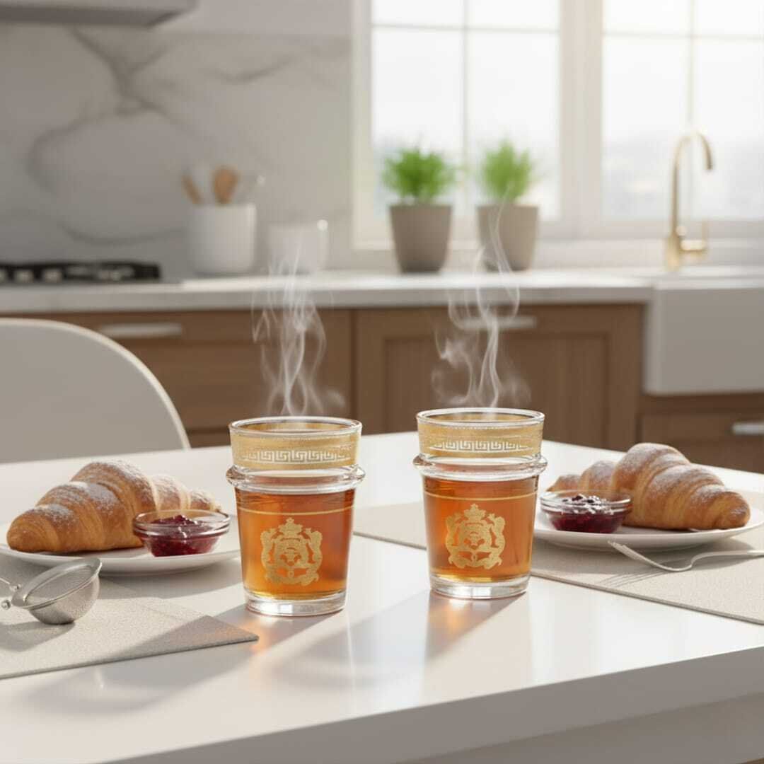 Set De 6 Verres À Thé Marocains En Verre Cristallin thumbnail 3